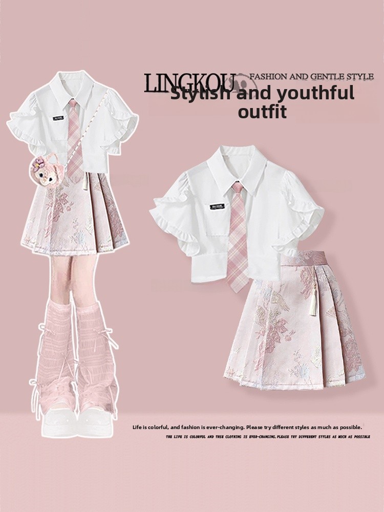 Korean Lifestyle - Conjunto elegante de verano para mujer,